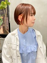 テトヘアー(teto hair)&nbsp;オレンジカラー　暖色　ボブ　ミニボブ　イヤリングカラー