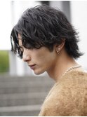 ツイストスパイラルウルフパーマメンズ19時以降波巻きパーマ眉毛