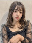 韓国レイヤーロング美髪グレージュアッシュインナーグレージュ