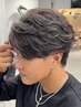 メンズカット+フェザーパーマ￥12500[万代/センターパート/メンズサロン/眉毛]