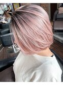 【bacio】コントラストハイトーン  ベイビーピンク  外国人