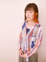 ヘアー キュート(hair CUtE)&nbsp;インナーオレンジな切りっぱなしボブ。