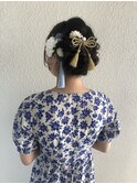 振袖 サイド 編み込み トップ ふわふわ シニヨン ヘアアレンジ