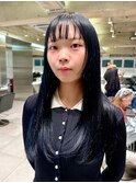 【モリ】ワンレンロングヘアー / 黒髪 ネビージュ 姫カット 前髪