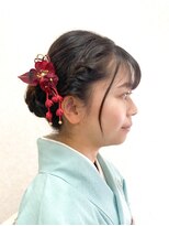 黄ぐまくん美容室 アップスタイル 着物