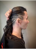 2119黒髪スキンフェードタイトロープマンバンヘアツーブロック