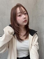 ラベル 渋谷(LAVEL)&nbsp;ペールオレンジざくざくレイヤーミディアムレイヤカット髪質改善