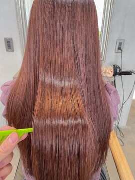 シェル 津山の手店(shel) ピンクベージュ/ミディアムストレート/春カラーニュアンスカラー