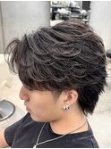 熊本センターパートフェザーパーマメンズパーマニュアンス