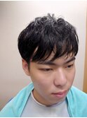 マッシュ ツーブロック ショート ビジネスマン 学生、黒髪