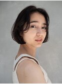 切りっぱなしボブ　前髪なしボブ　イメチェン　美髪　ボブパーマ