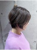 大人くびれショート40代50代グレイカラー脱白髪染めハイライト*