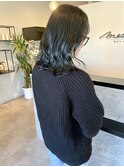 ブリーチなしカラーブルーブラック暗髪透け感カラー20代30代40代