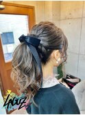 【ヘアセット】 リボン高め♪柔らかポニーテール 茅ヶ崎 湘南