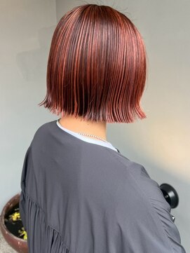 ナカオコアフュール(NAKAO COIFFURE) オレンジカラー ハイライト ダブルカラー ミニボブ