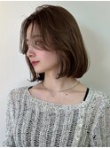 大人可愛い顔まわりレイヤーカット顎下韓国ボブヘアワンカール