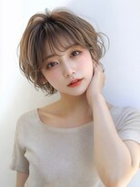 ムウ 難波(MOU)&nbsp;クールショートボブ前髪イメチェンピンクベージュ20代30代40代