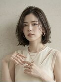 大人可愛い20代30代40代ミディアムレイヤーグレージュ