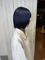 レオクマ 長野(REOKUMA)&nbsp;347. ネイビーブルー/ウルフヘア/前髪/韓国/ツヤ感