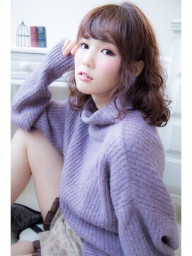 アンジュ ヘアー(Ange hair) アンジュヘアー　流し前髪の無造作ふわミディスタイル