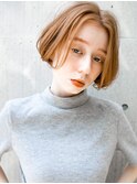 センターパート　ショートボブ