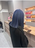 ネイビー 色落ち綺麗 ブリーチ 透明感 ブルー 三宮 元町
