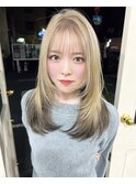 大人美人艶カラーベージュ小顔カット透明感レイヤーロング