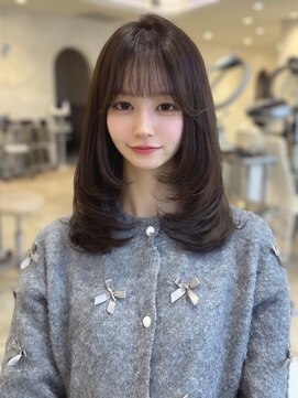 ザックラフィネ(ZACC raffine) ミディアムレイヤー/オリーブベージュ/顔周りカット