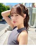 ナチュラル小顔前髪あり後れ毛サイドバング結べるボブくびれヘア
