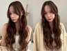 なじませカット＋透明感カラー＋ナチュラルエクステ40本～￥21760～