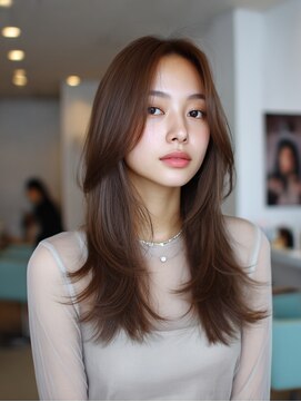 韓国/髪質改善/レイヤーカット/小顔/透明感/ブラウン