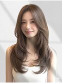 大人韓国風レイヤー×ブリーチなし透明感ベージュ