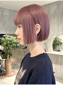夏カラーで垢抜け◎ミニボブ×ピンクベージュ×ブリーチ