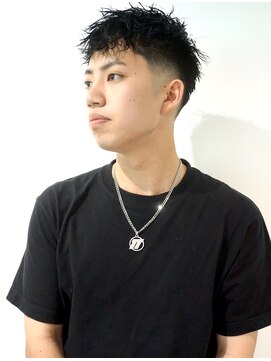 メリケンバーバーショップ コウベ(MERICAN BARBERSHOP KOBE) 七三オールバックツイストパーマかき上げヘアコンマヘア102