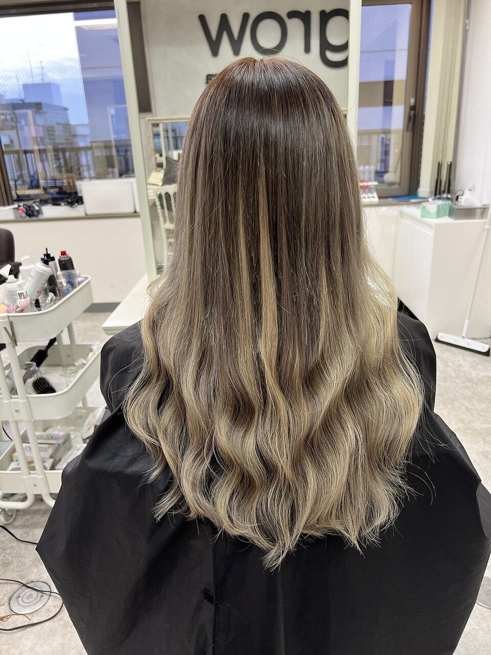 プルエクステでバレイヤージュ バレイヤージュ 外国人風カラー