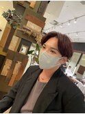 メンズカットセンターパートマッシュ韓国風ブリーチなし