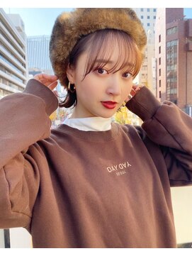 エニ 自由が丘(ENi) 黒髪/グレーベージュ/レイヤーロング/前髪パーマ[自由が丘駅]