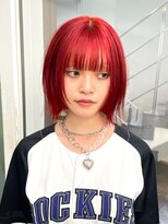 レコ 渋谷(LECO)&nbsp;ハイトーンアプリコットオレンジレッドカラーレイヤーボブ