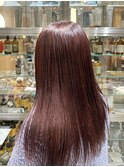 透明感赤髪ストレートヘアロング◎ブリーチなし暖色レッド