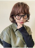△癖毛風パーマレイヤーパーマボブパーマオレンジブラウン