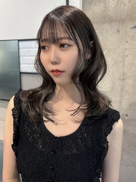 リリー(Lilley) 【稲永麻衣】顔まわりカット+グレージュ+ミディアム+韓国ヘア