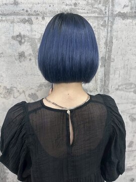 ネイビー/ボブ/ブリーチカラー