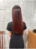 ブリーチなし暖色艶カラー/美髪ロング