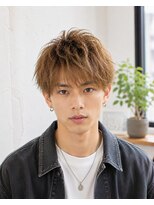 MEN's Baguz MEN'Sカット/ MEN'Sパーマ/ MEN'Sカラー ブラウンベージュ無造作束感マッシュ