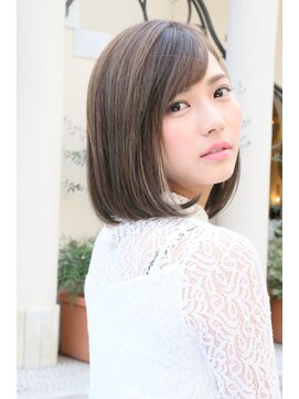 ロエナ(ROENA) 20代30代40代50代小顔カット黒髪ワンレンボブルフネビージュ前髪