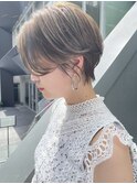 「NUDE」#小顔補正立体カット 前髪なしショート 涼しげヘア