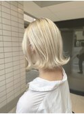 #10代#20代#ハイトーンカラー#ペールベージュ#透け感#外ハネボブ