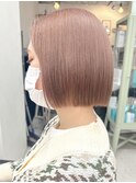ショートボブハイトーンカラーミルクティーベージュダブルカラー