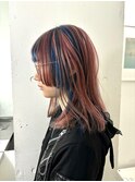 ピンクとブルーのハイトーンデザインミックスカラー