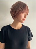 ブリーチなしダブルカラーピンクベージュミディアムボブ20代30代